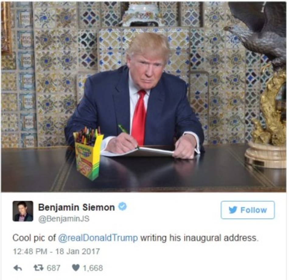 Los montajes no se hicieron esperar, como este con crayones.