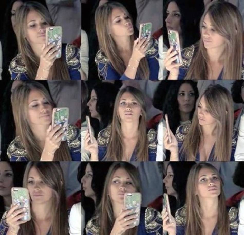 Antonella miró el desfile con muchísima atención y hasta grabó con el celular algunos de los diseños que más le gustaron, ya que al parecer Rosa Clará será la diseñadora que estará encargada de su vestido.