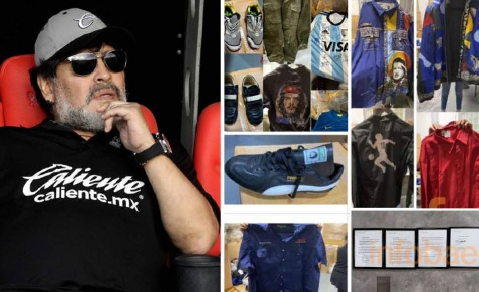 Diego Armando Maradona dejó un tesoro escondido y bajo custodia, adentro de un contenedor que llegó a Buenos Aires procedente de Dubái con objetos invaluables del exfutbolista argentino. Fotos cortesía Infobae