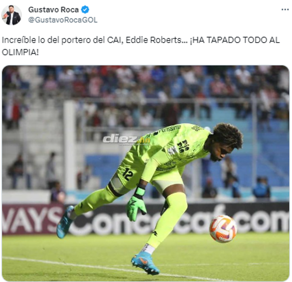  “Increíble lo del portero del CAI, Eddie Roberts... ¡HA TAPADO TODO AL OLIMPIA!”, fueron las palabras del Roca con la actuación del arquero.