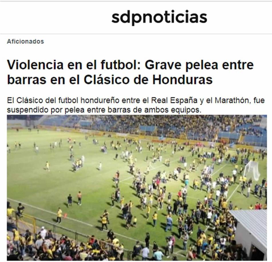  SDPNoticias de México - “Violencia en el futbol: Grave pelea entre barras en el Clásico de Honduras”.