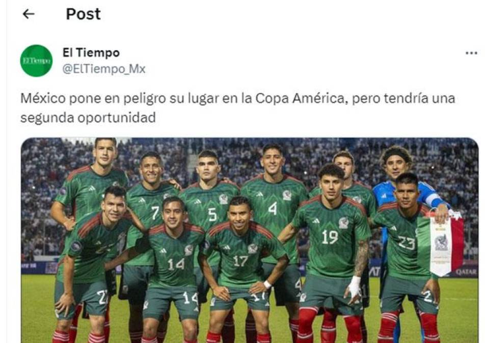 La prensa mexicana no oculta su temor de que su selección tenga que ir a jugar repechaje para conseguir ese cupo directo a la Copa América 2024.