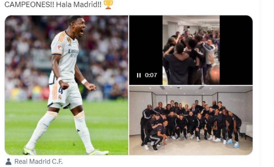 ”Campeones. Hala Madrid”, señaló el defensor David Alaba. 