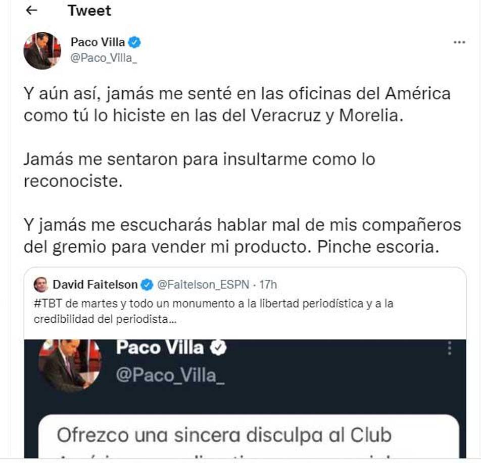 El mensaje de Paco Villa tras el ataque de Faitelson. El narrador de TUDN lo tildó de “escoria.”