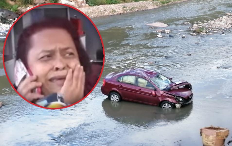 Doctora se salva de morir luego de caer con su carro al río Choluteca