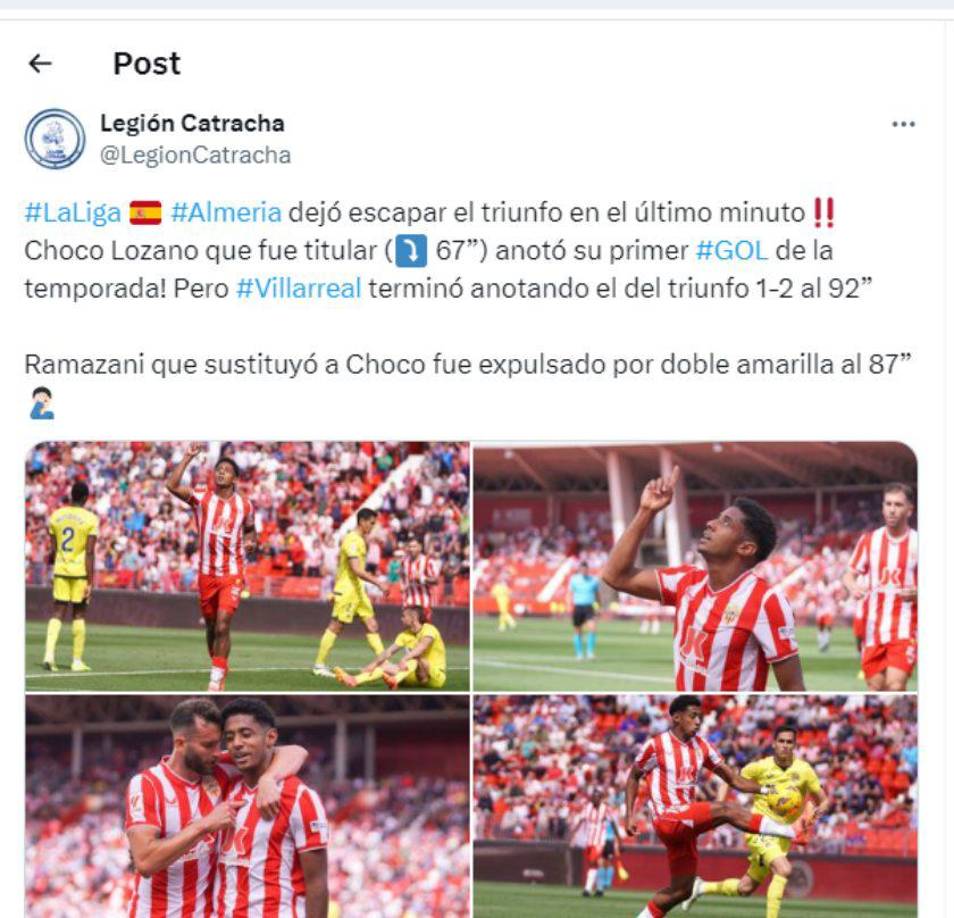 Legión Catracha informó sobre el partido del Choco Lozano.