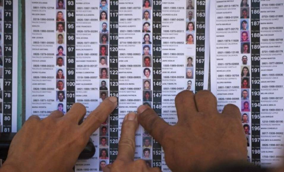 Los votantes se buscan en la lista del padrón electoral.