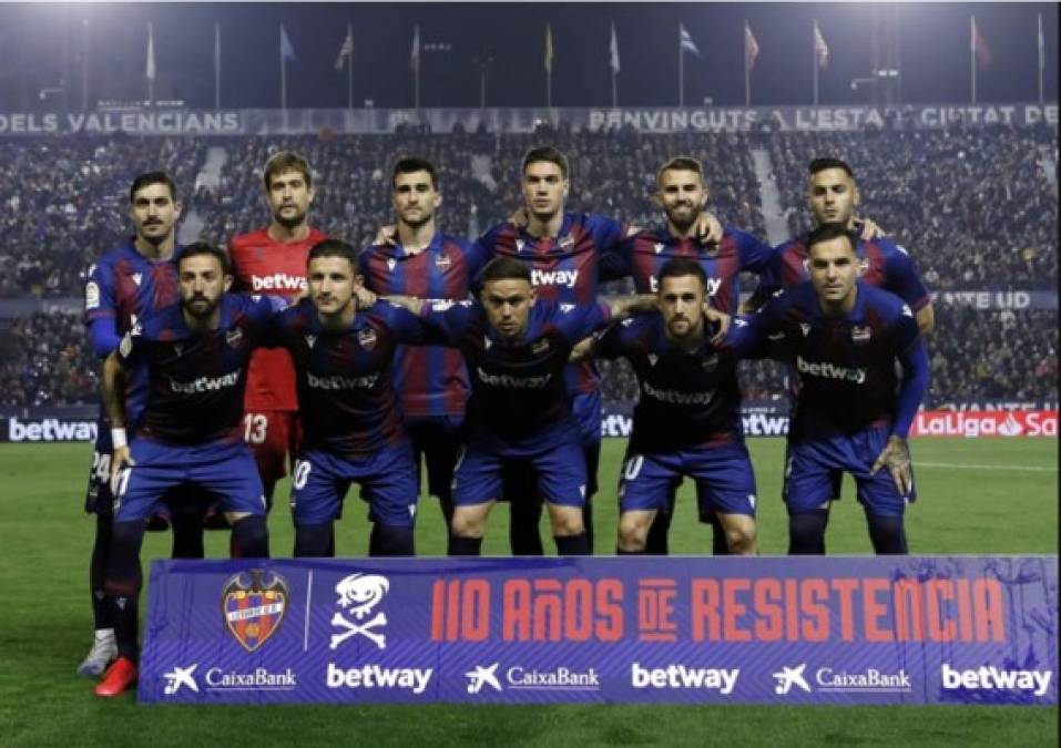 El 11 titular del Levante que salió al campo para enfrentar al Real Madrid.