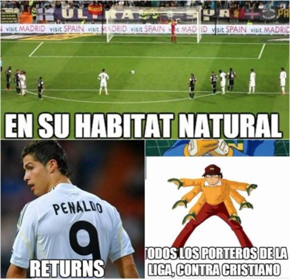 El Real Madrid ganó 3-2 al Málaga pero Cristiano Ronaldo es objeto de burlas ya que marcó gravias a un penal, su lanzamiento fue detenido por el portero y de rebote le dio la victoria a su equipo. Los memes no lo perdonan.