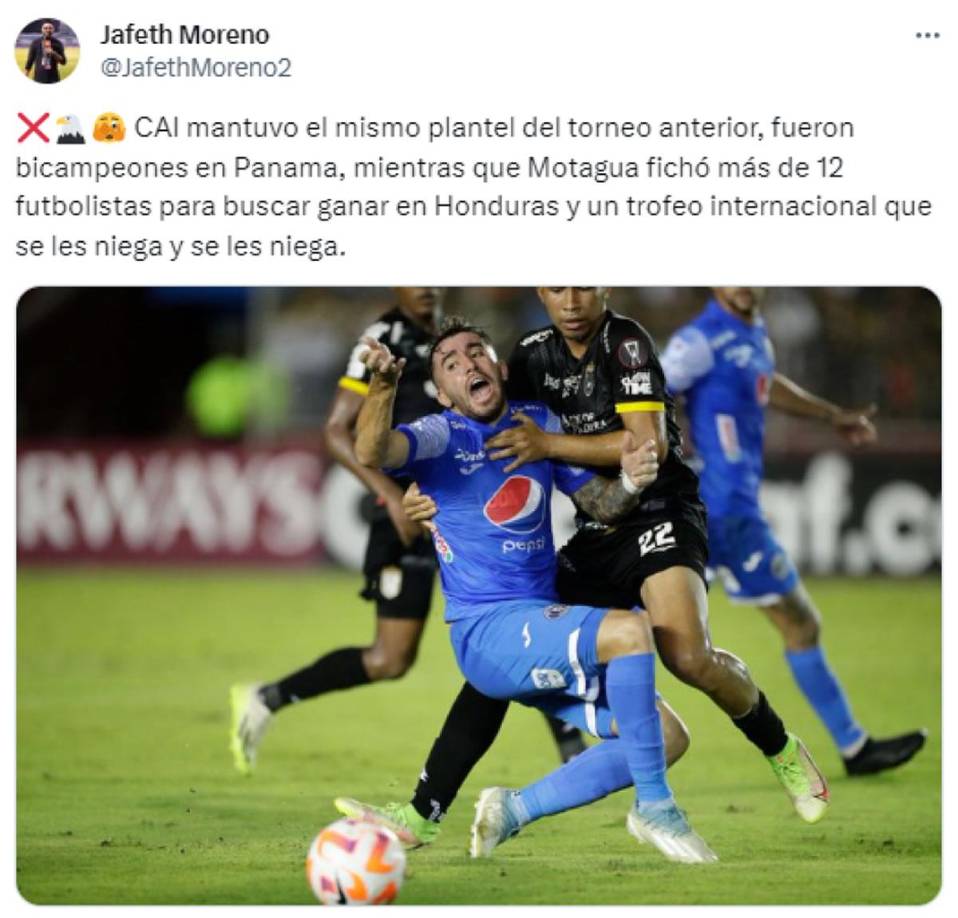 Jafeth Moreno, periodista de Diario Diez, señaló que el CAI mantuvo la misma base del torneo pasado mientras Motagua hizo una importante inversión en fichajes que al final acabó en otro fracaso internacional.