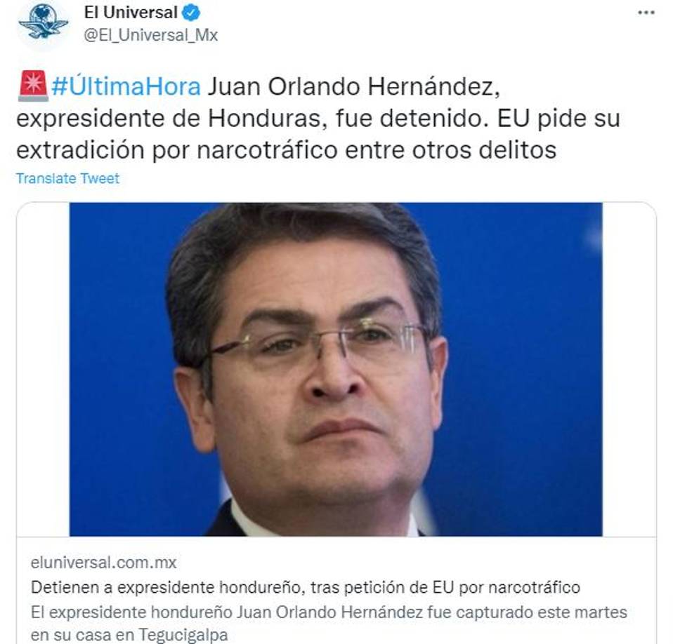 Así destacan en el mundo la captura de Juan Orlando Hernández