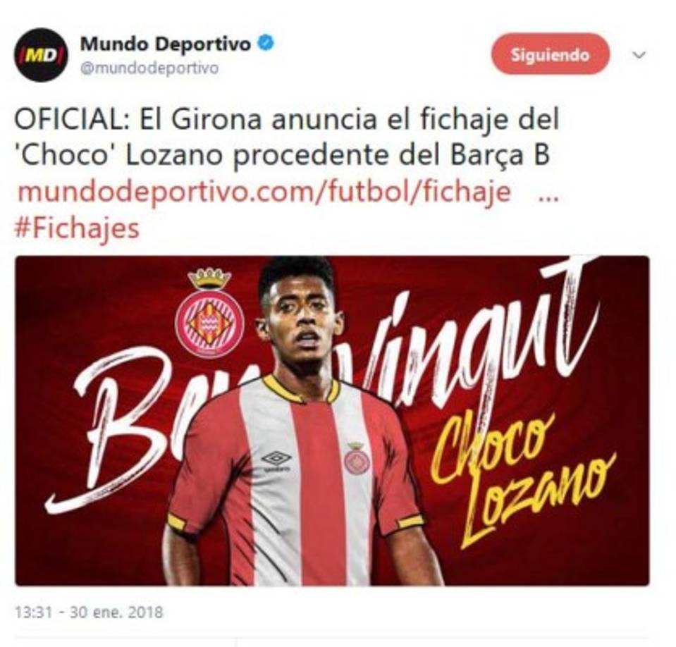 La noticia del fichaje de Choco Lozano ha causado revuelo en las redes sociales. En España y Honduras se tomó por sorpresa su incorporación.