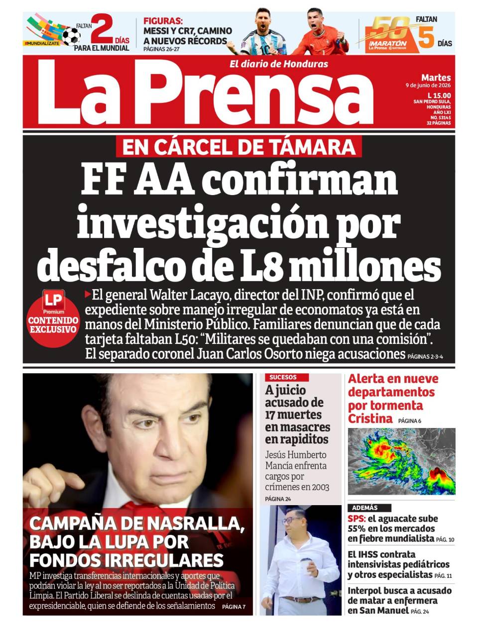 FF AA confirma investigación por desfalco de L8 millones en cárcel de Támara