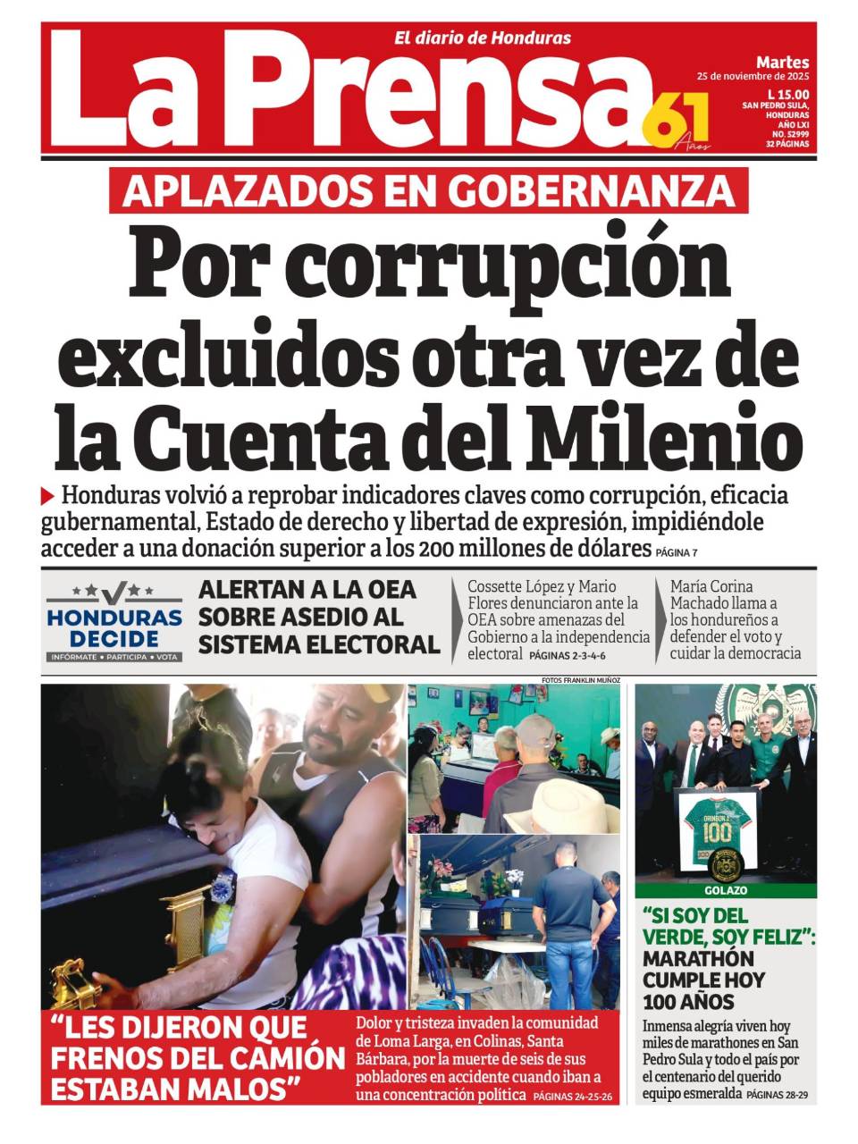 Por corrupción excluidos otra vez de la Cuenta del Milenio