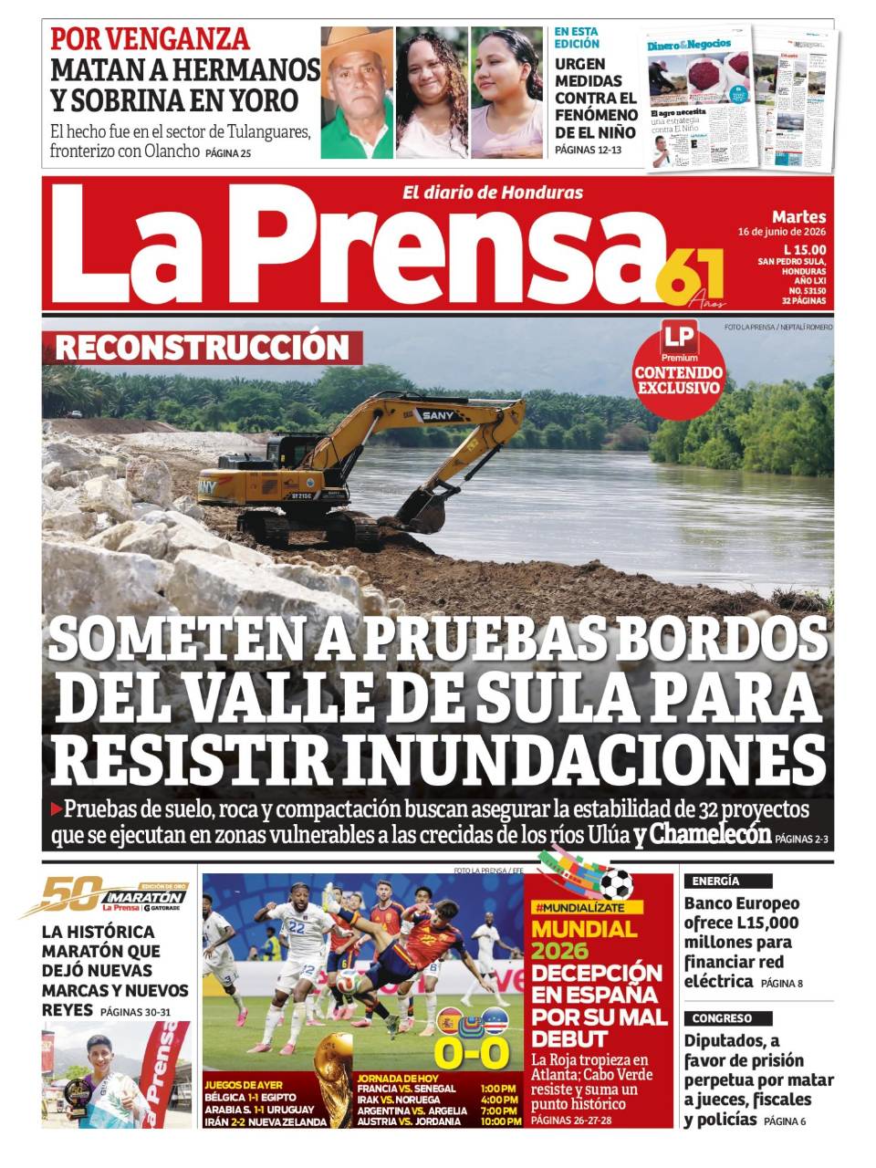 SOMETEN A PRUEBAS BORDOS DEL VALLE DE SULA PARA RESISTIR INUNDACIONES