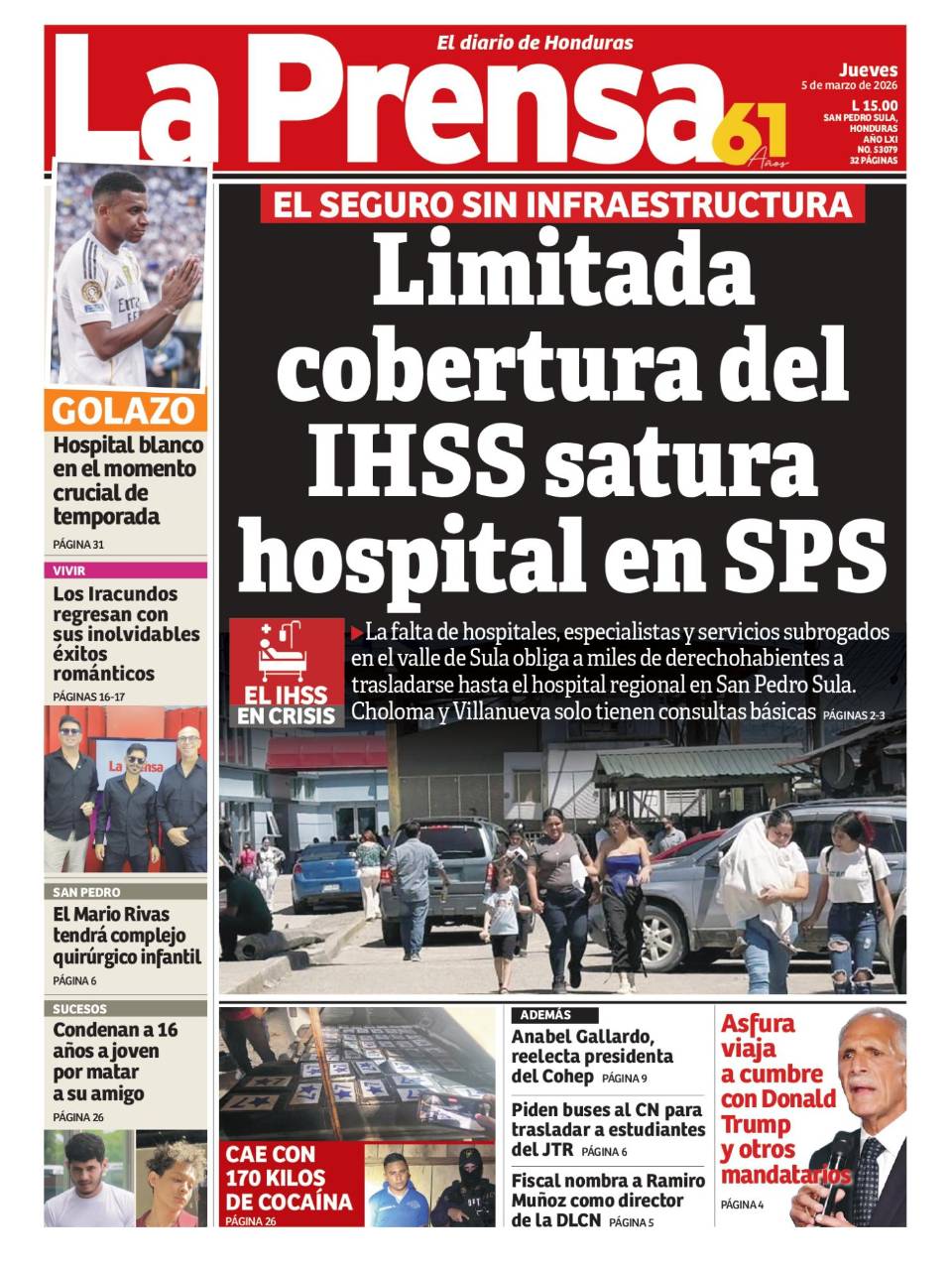 Limitada cobertura del IHSS satura hospital en SPS