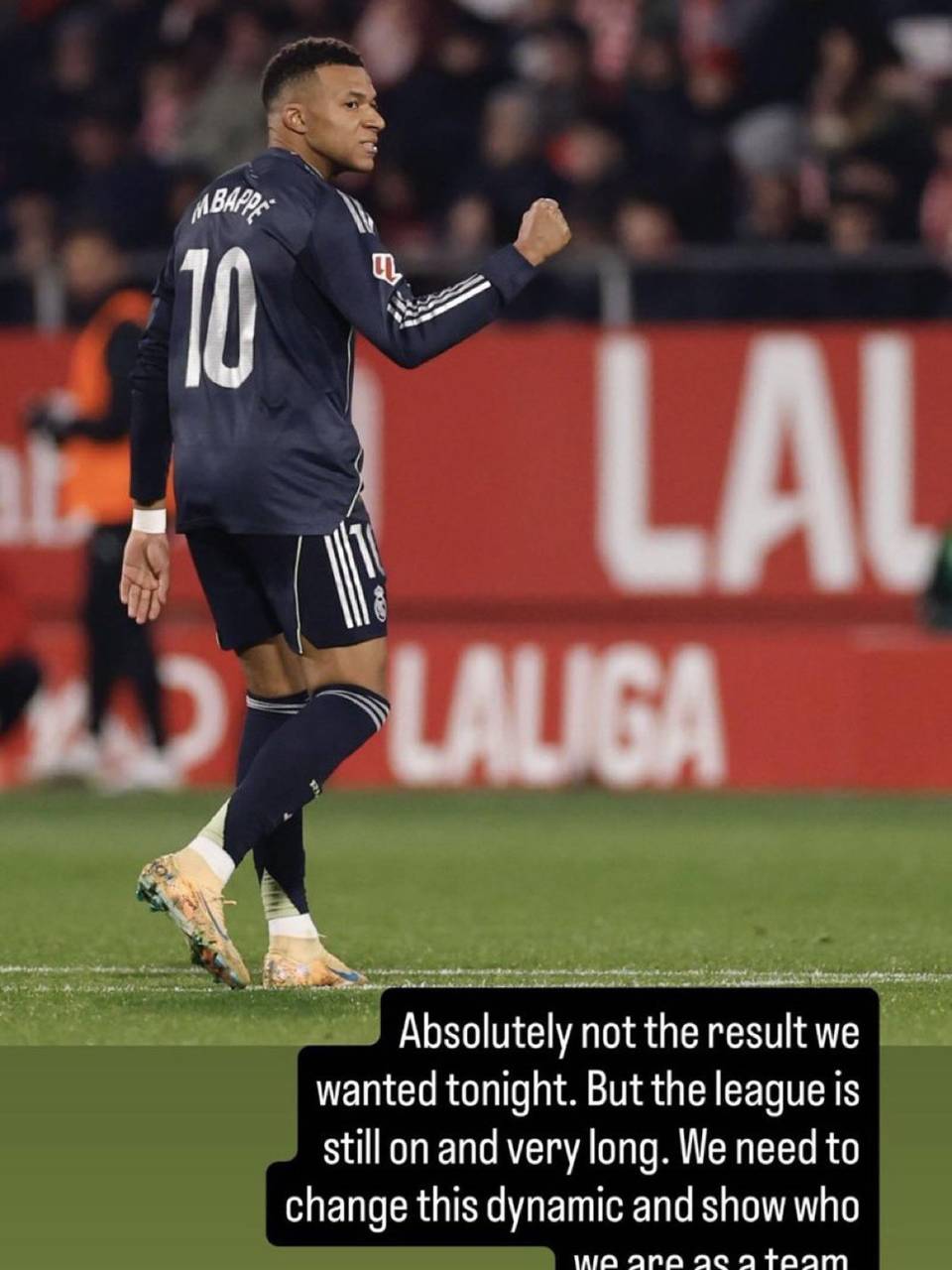 El mensaje de Kylian Mbappé en su cuenta de Instagram tras el partido del Real Madrid en Girona.