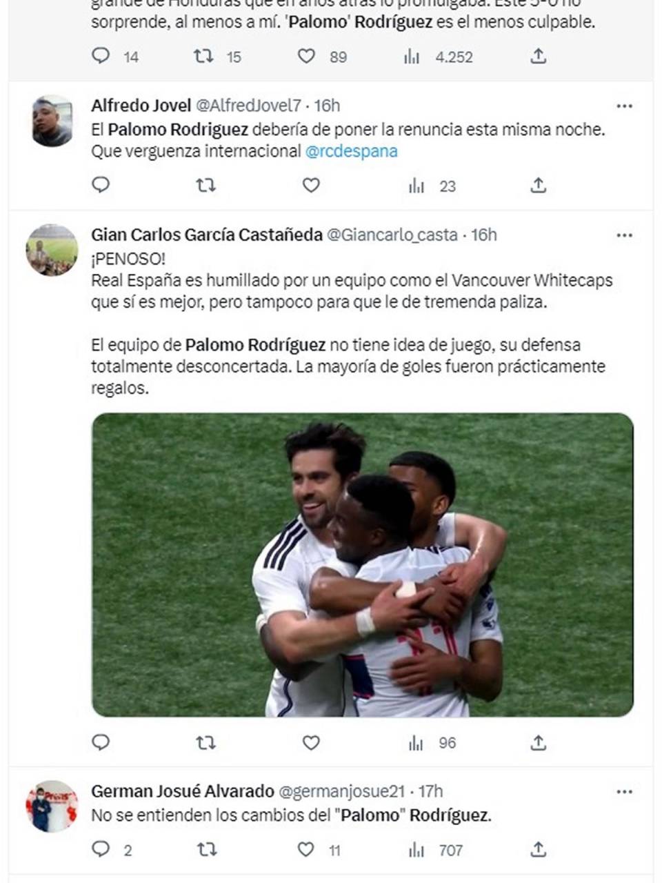En las redes sociales la prensa deportiva criticó la imagen mostrada por el Real España.