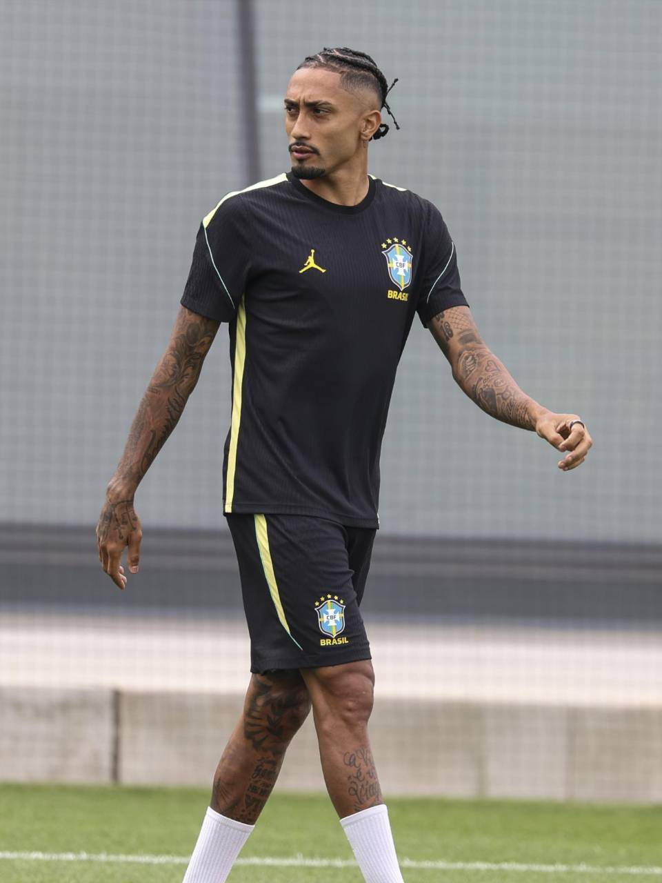El delantero de Brasil Raphinha durante un entrenamiento en el centro de entrenamiento Columbia Park en Morristown, FOTO EFE.
