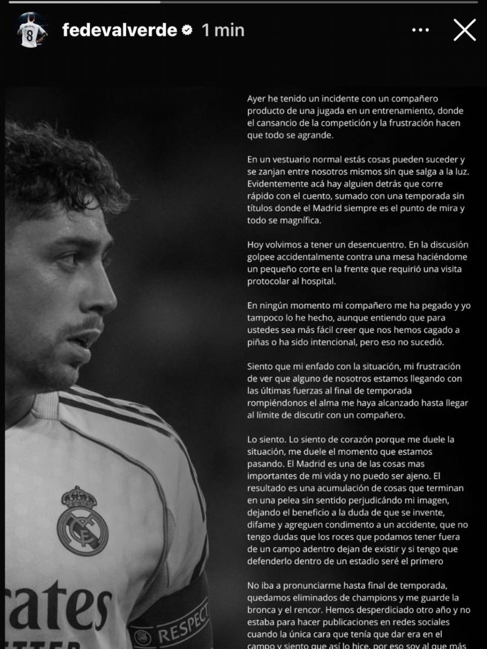 El comunicado que mandó Fede Valverde sobre el altercado con Aurélien Tchouaméni.