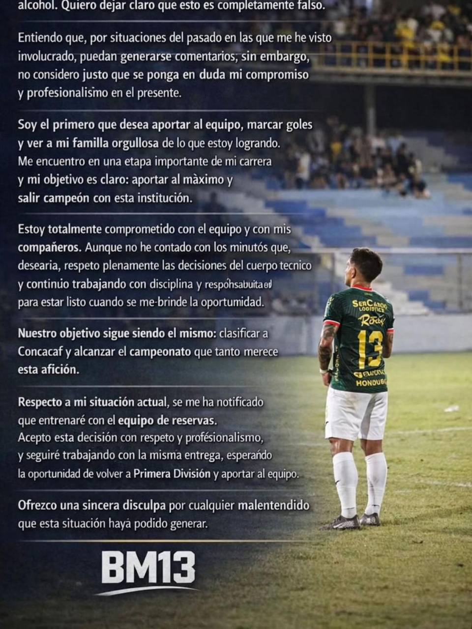 El comunicado que mandó Brayan Moya en su cuenta de Instagram.