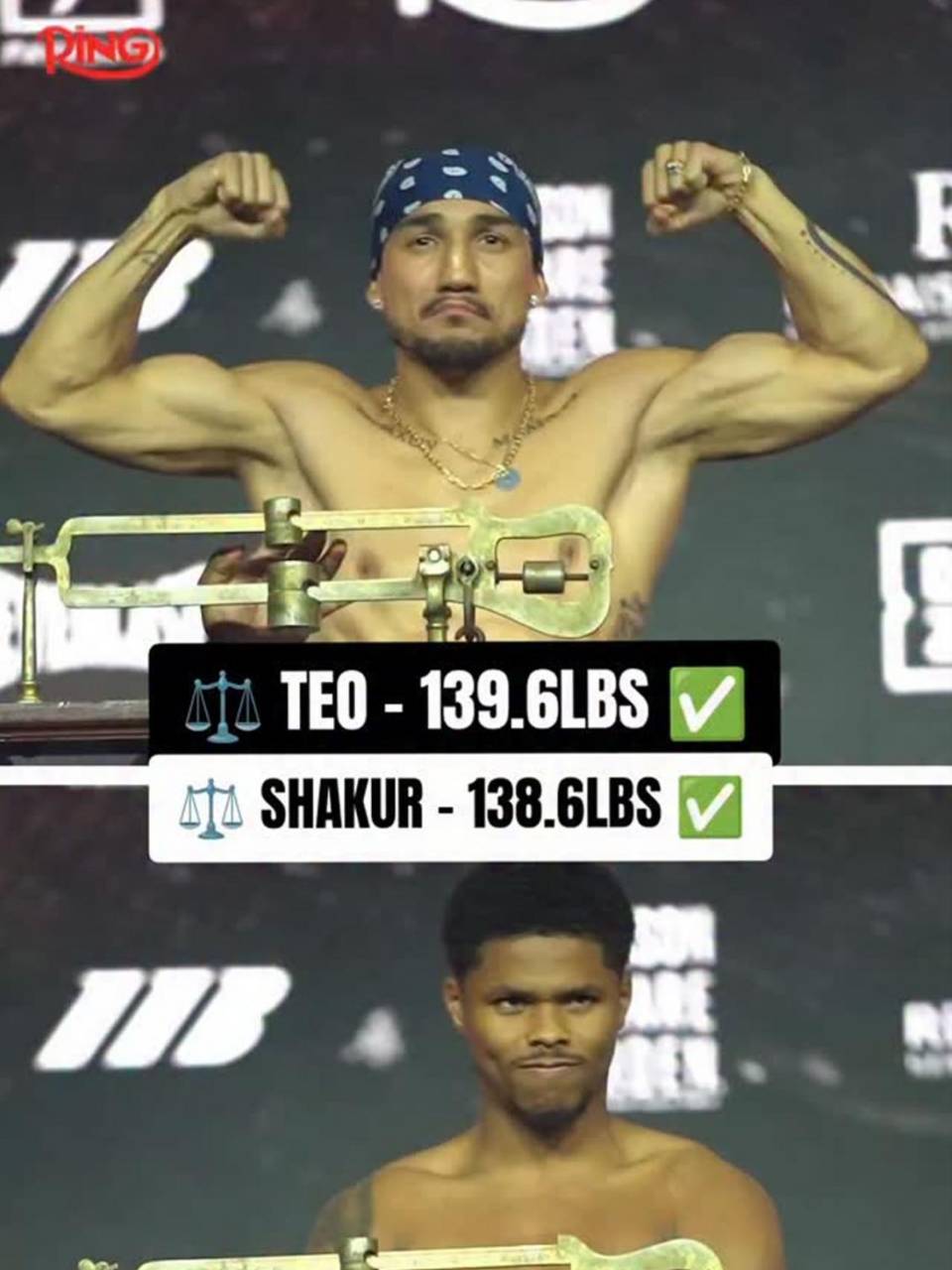 Así marcaron Teófimo López y Shakur Stevenson en la báscula.