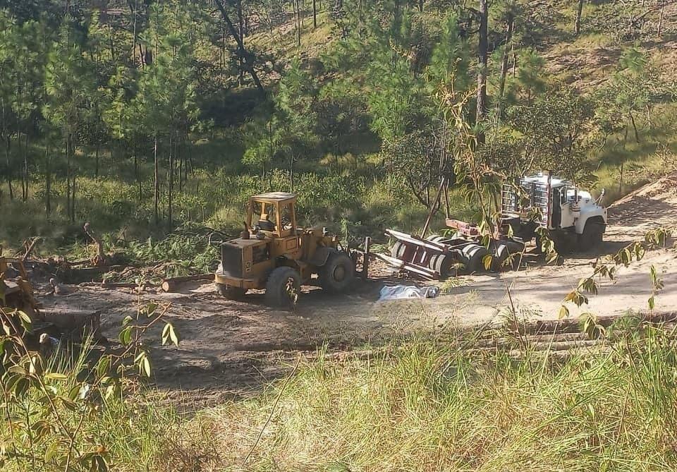 Tronco de madera cae de camión y mata a anciano en Catacamas