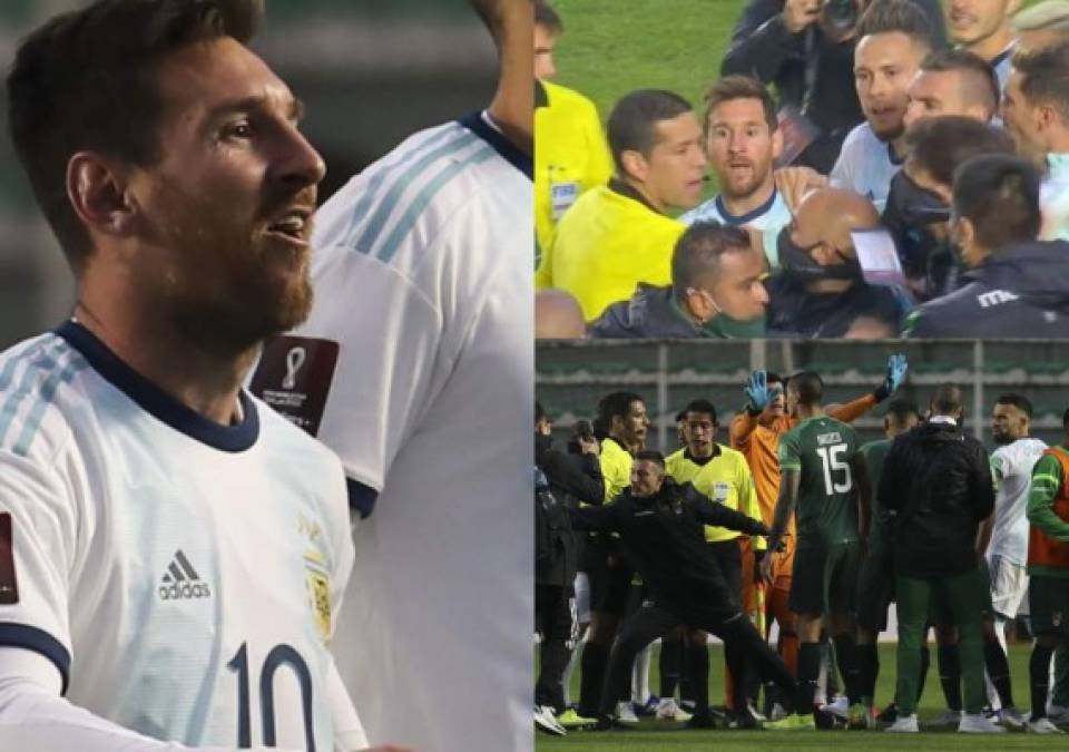 La selección de Argentina sacó un enorme triunfo de 2-1 ante Bolivia por la segunda jornada de las eliminatorias. Messi al final del partido protagonizó una tremenda pelea que ha causado revuelo. Fotos AFP.