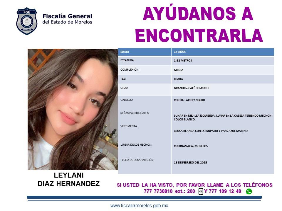 Leylani, de 14 años, fue localizada y volvió a desaparecer