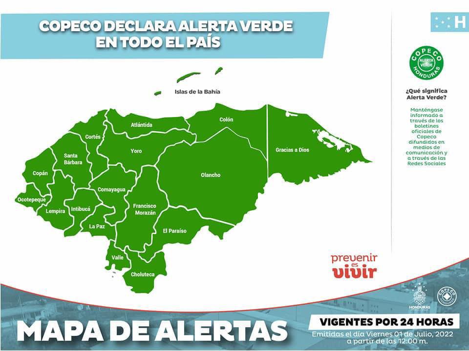 Alerta verde en 18 departamentos de Honduras por lluvias que dejaría tormenta Bonnie.