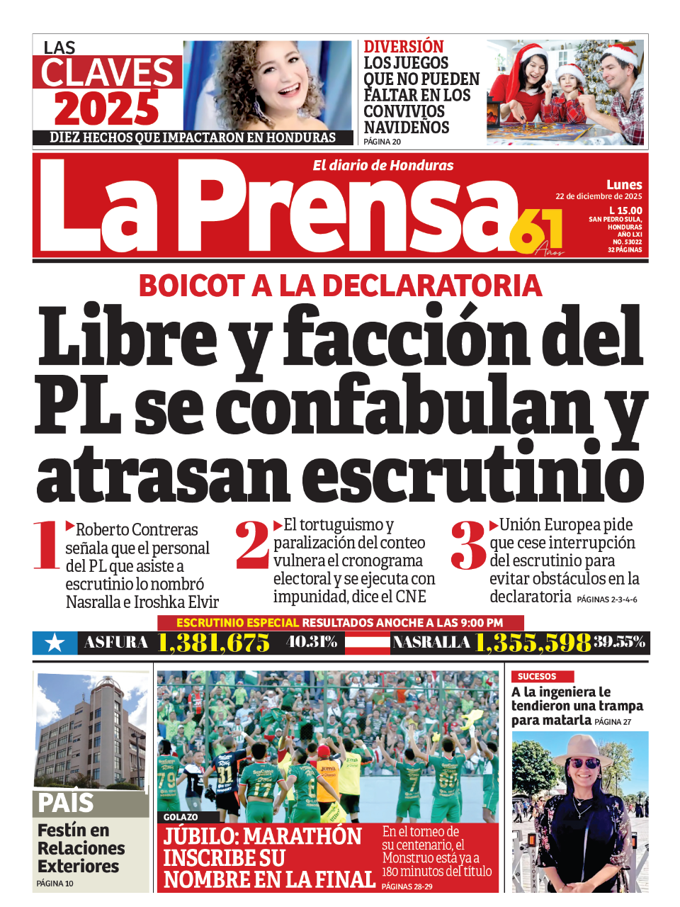 Libre y facción del PL se confabulan y atrasan escrutinio