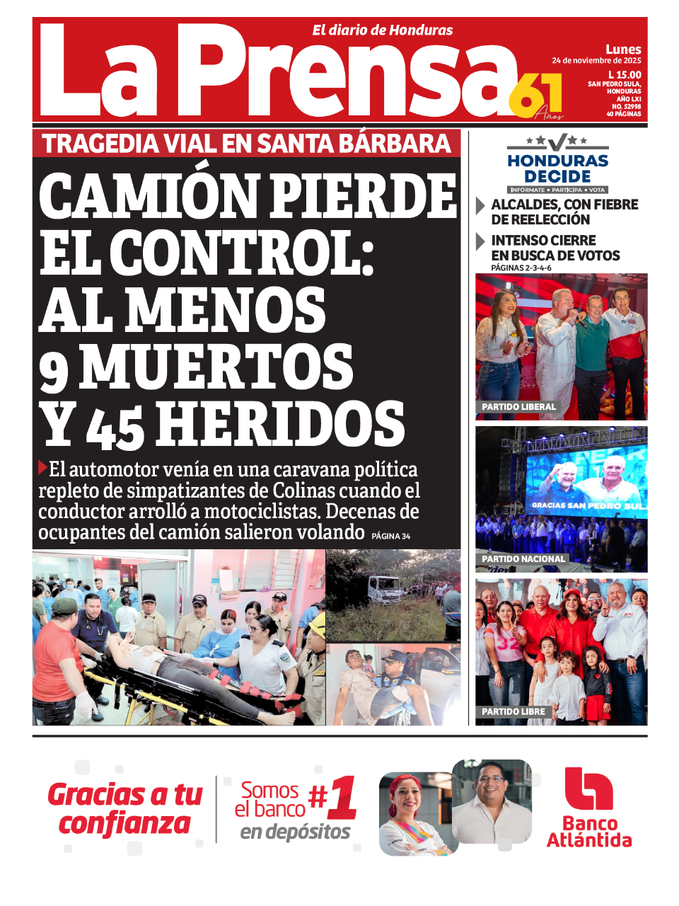 Camión pierde el control: al menos 9 muertos y 45 heridos