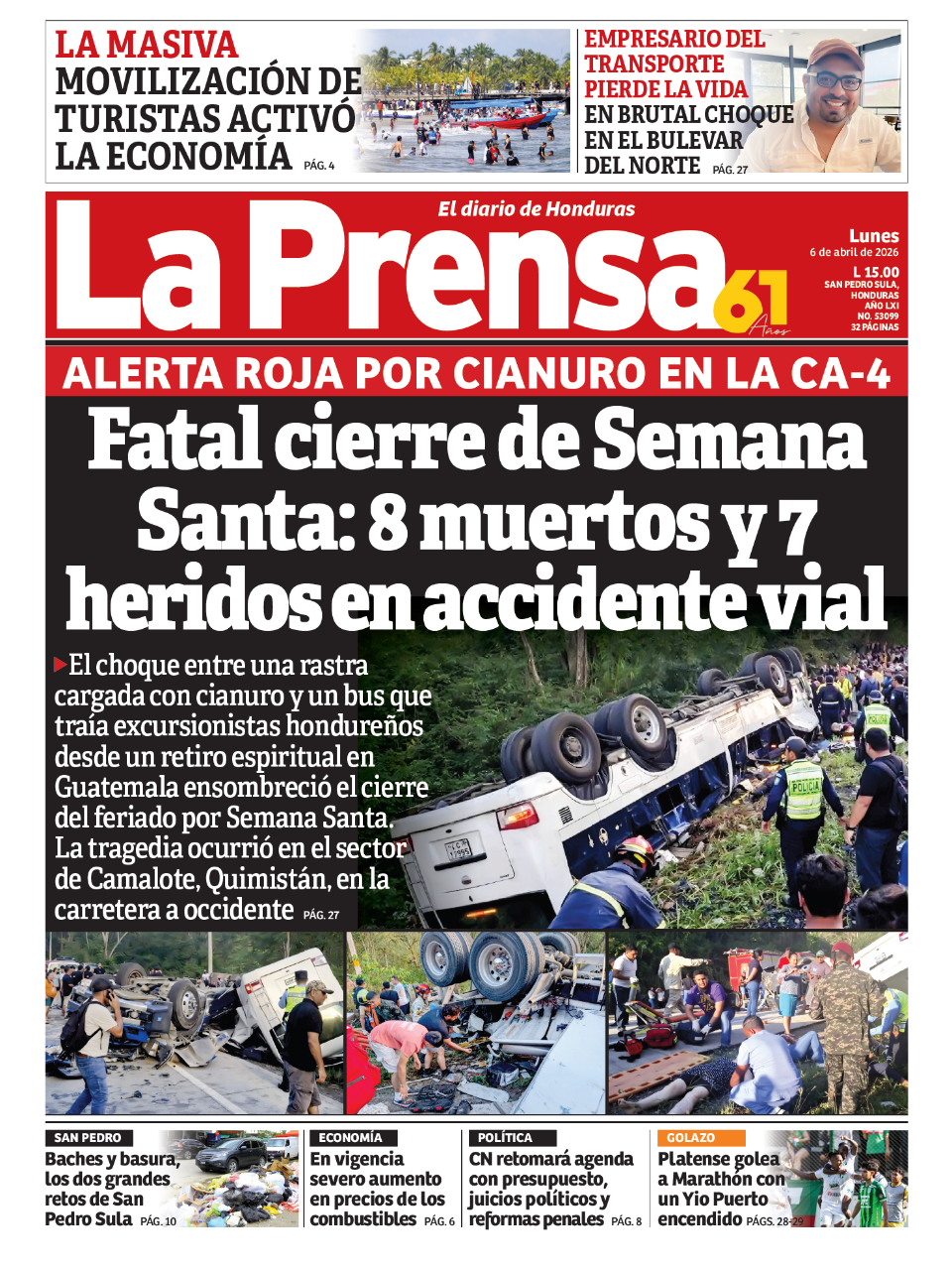 Fatal cierre de Semana Santa: 8 muertos y 7 heridos en accidente vial