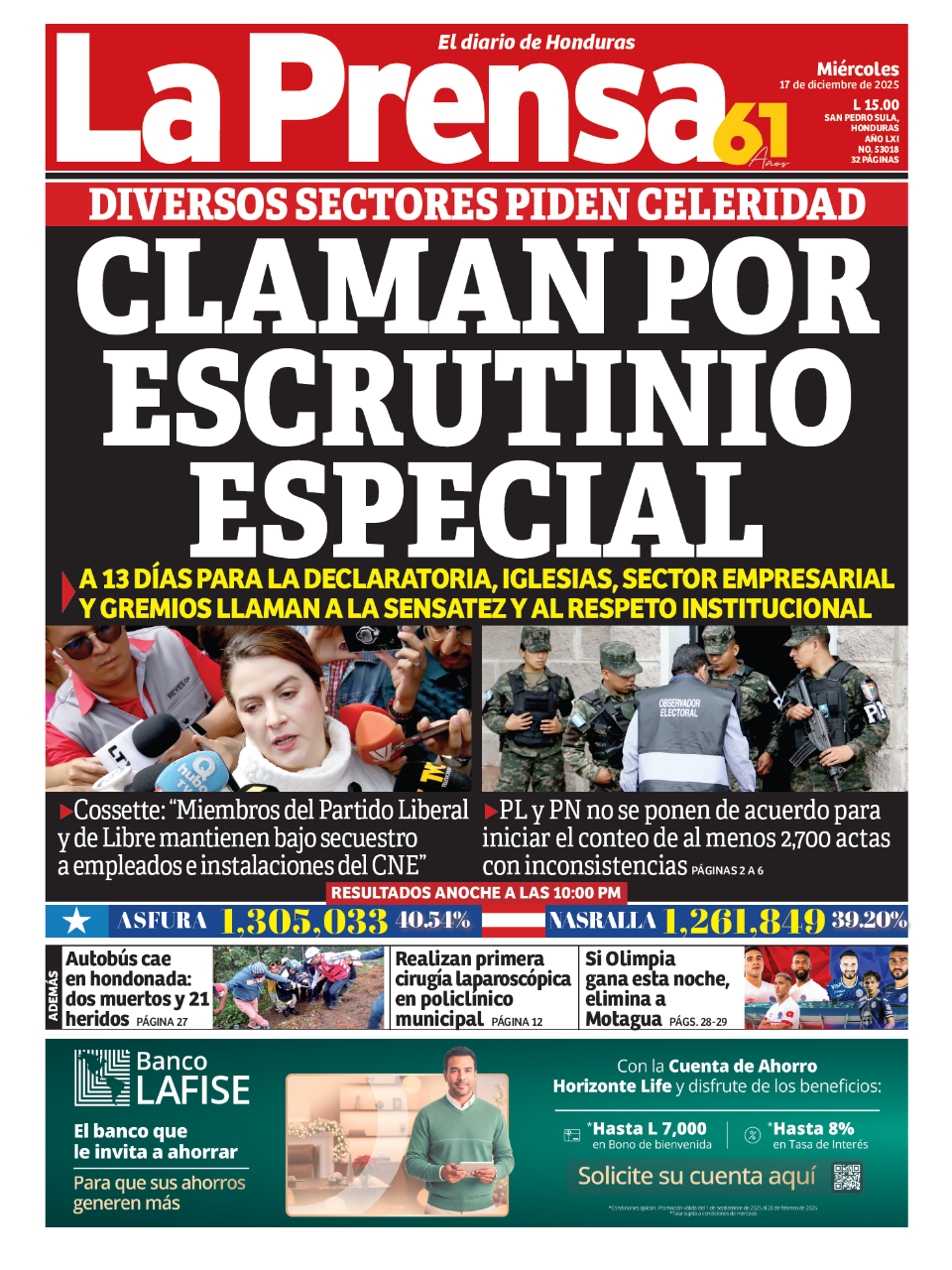 Claman por escrutinio especial