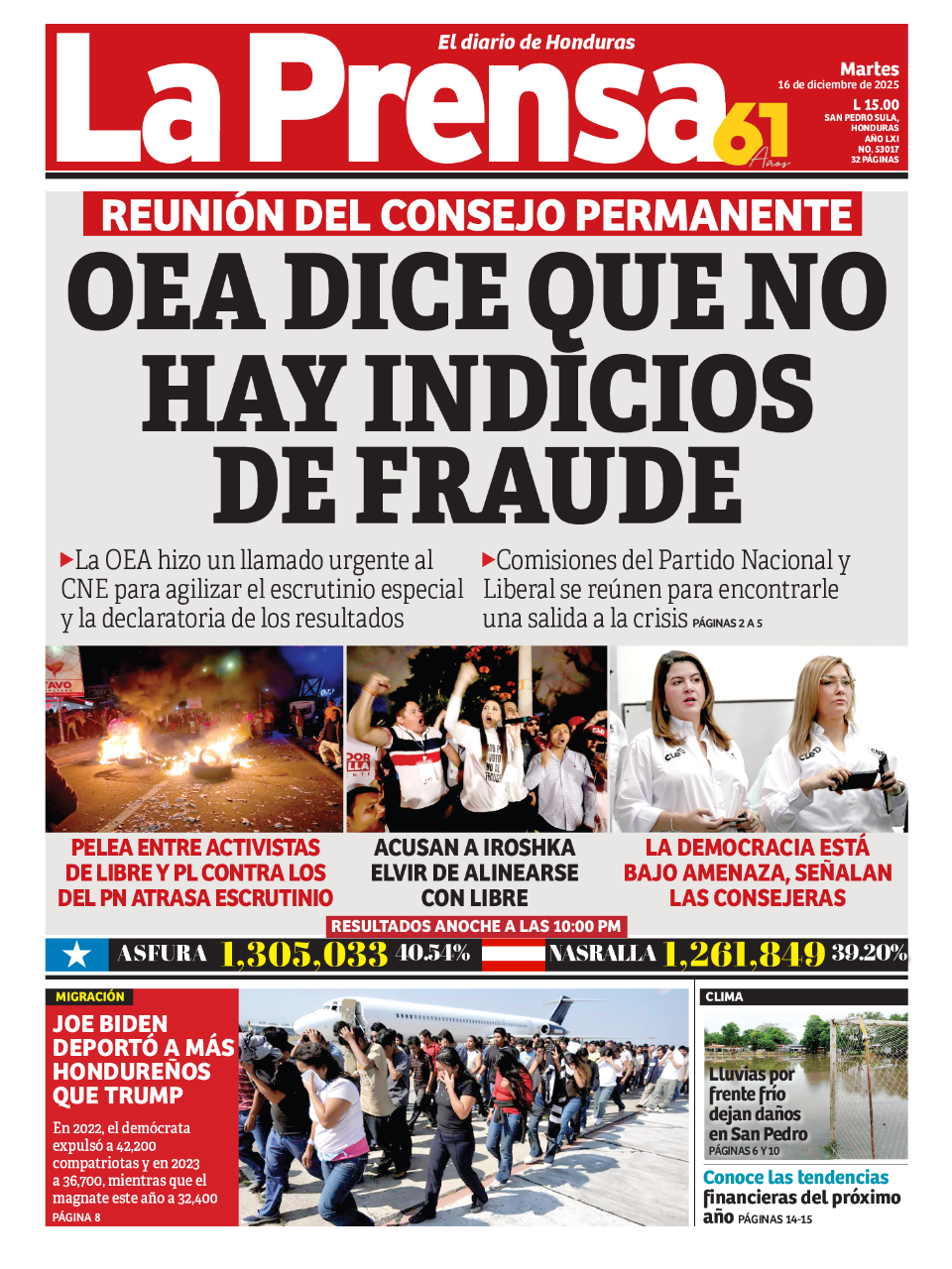 OEA dice que no hay indicios de fraude