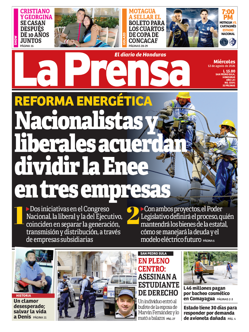 Nacionalistas y liberales acuerdan dividir la Enee en tres empresas