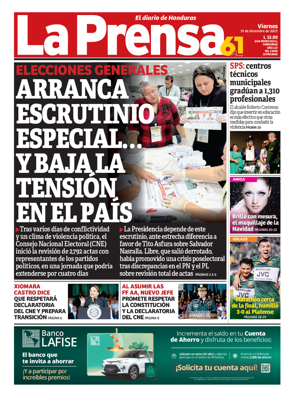 Arranca escrutinio especial ... y baja la tensión en el país