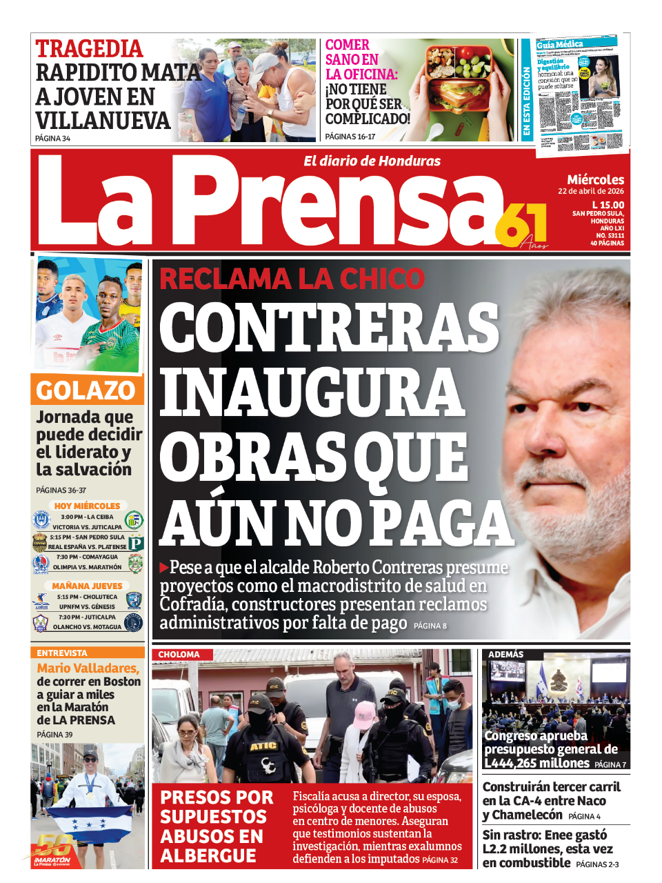 Contreras inaugura obras que aún no paga