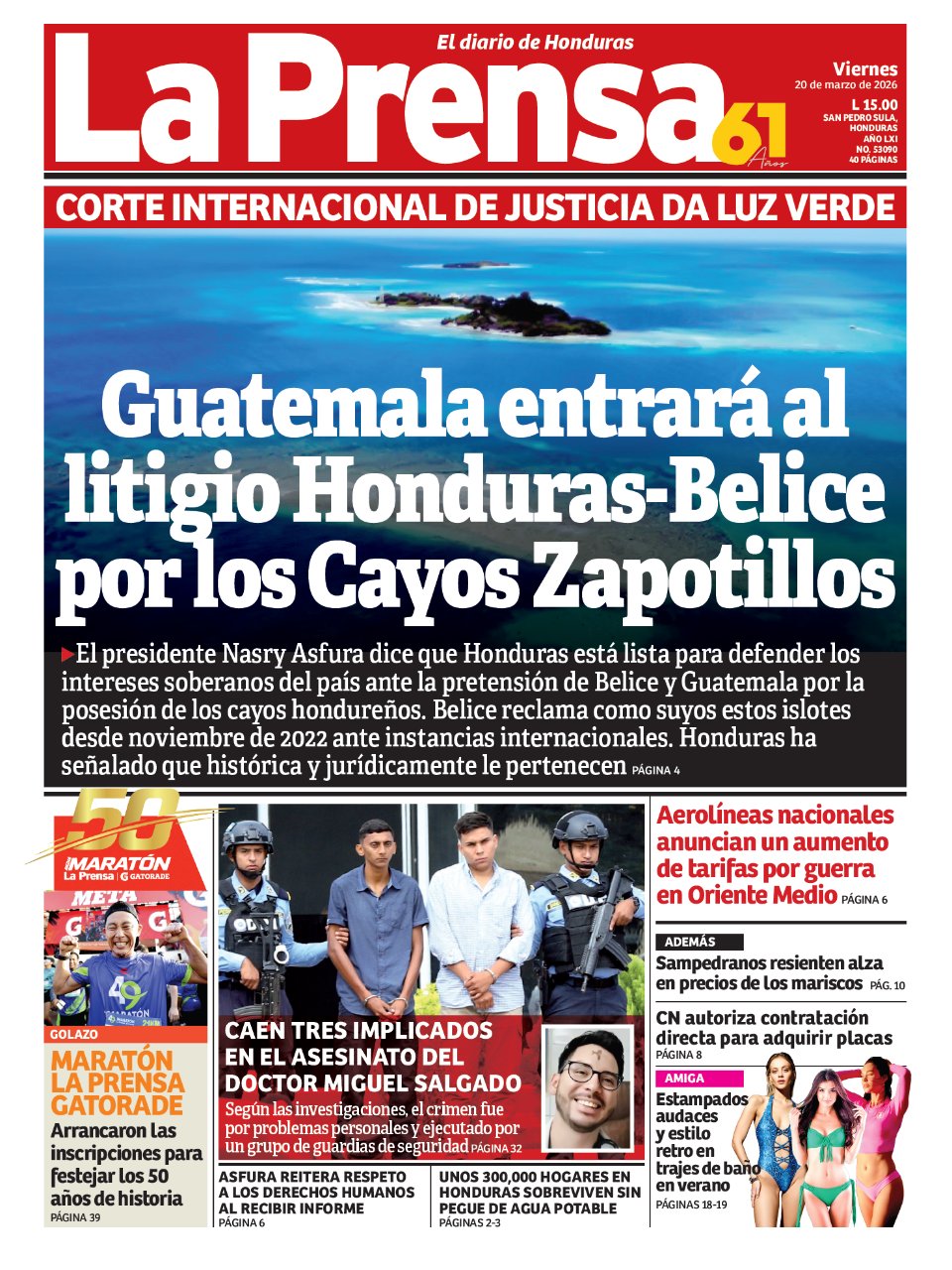Guatemala entrará al litigio Honduras-Belice por los Cayos Zapotillos