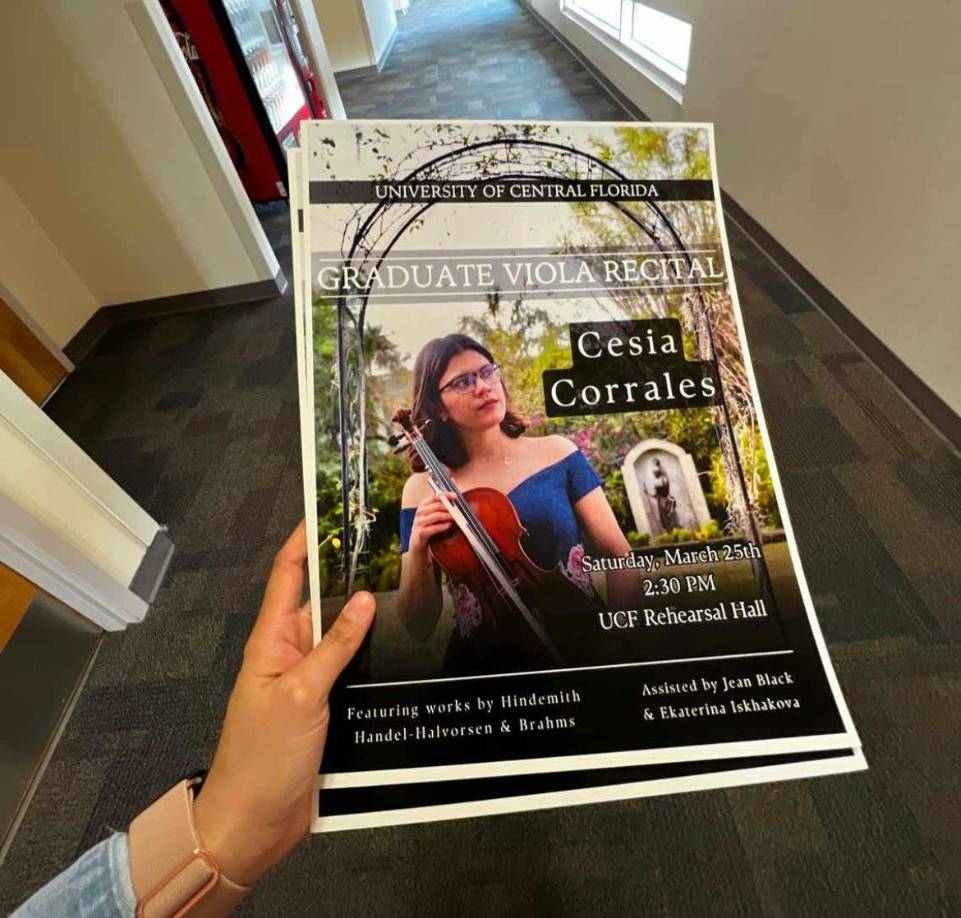 Tras su graduación, Cesia aplicó a varias becas de maestría y fue admitida en tres universidades, optando por la University of Central Florida, en Orlando, de donde, en unos dos meses, egresará como máster en Música.