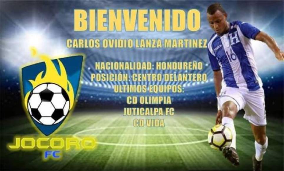 Ovidio Lanza: El delantero hondureño fue anunciado como nuevo refuerzo del Jocoro FC de la primera división del fútbol de El Salvador. El atacante es nuevo legionario catracho, llega procedente del Vida de La Ceiba.