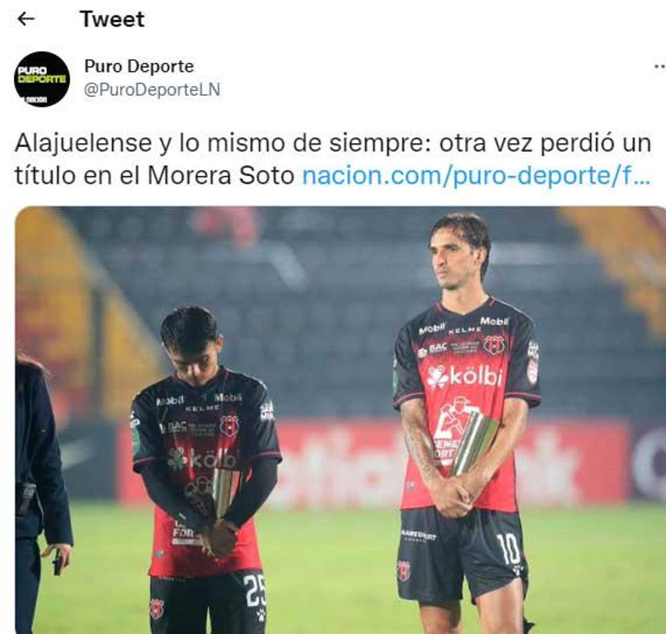 Medios ticos señalan que Alajuelense nuevamente perdió una final en su casa.