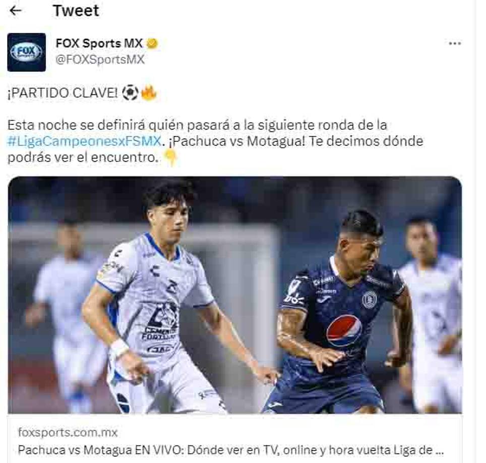 Fox Sports: “Partido clave. Esta noche se definirá quién pasará a la siguiente ronda de la Liga de Campeones de Concacaf.”