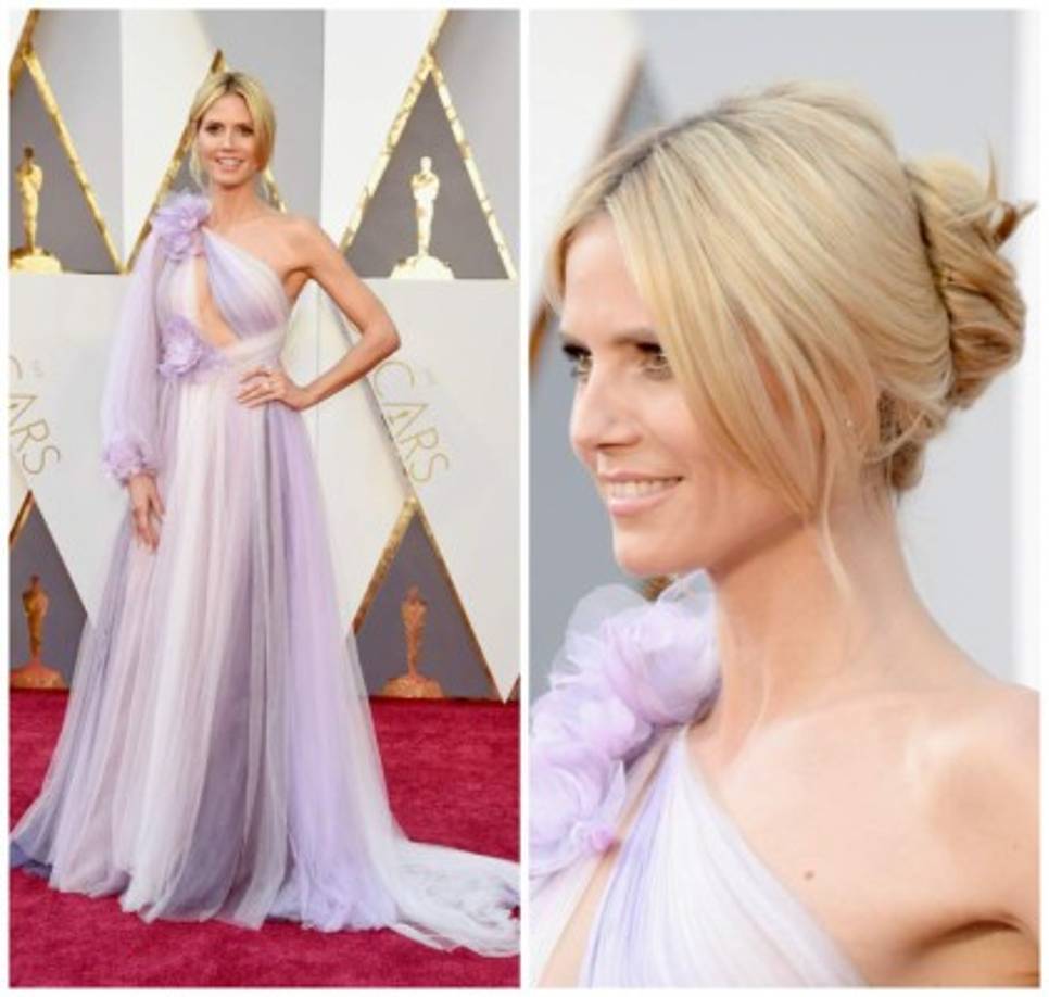 Heidi Klum llegó con un excelente peinado, pero se pasó de chongos y la tela de su vestido era la burla en varios usuarios de Twitter.