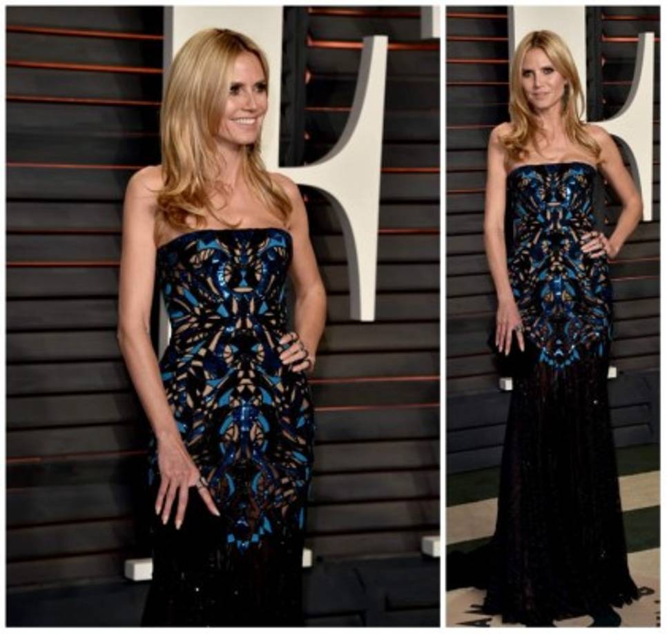 Del Marchesa rosa con el que pisó la alfombra roja del Dolby Theatre a la sensualidad de un vestido strapless con cuerpo mosaico. Porque Heidi Klum sí se cambió de vestido para ir a la fiesta de Vanity Fair.