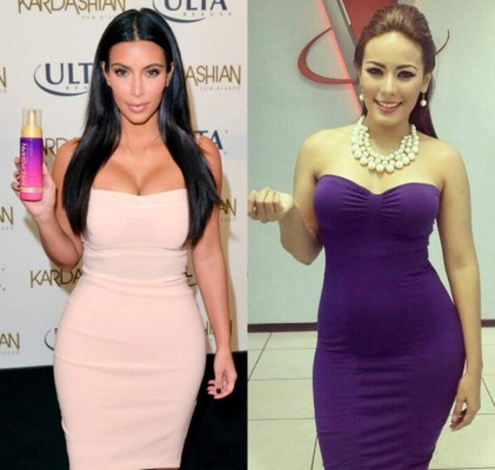 Elsa Oseguera confesó a LA PRENSA en una entrevista para Alero que tiene implantes de seno. Mientras que Kim Kardashian siempre ha negado que se ha hecho retoques en su figura.