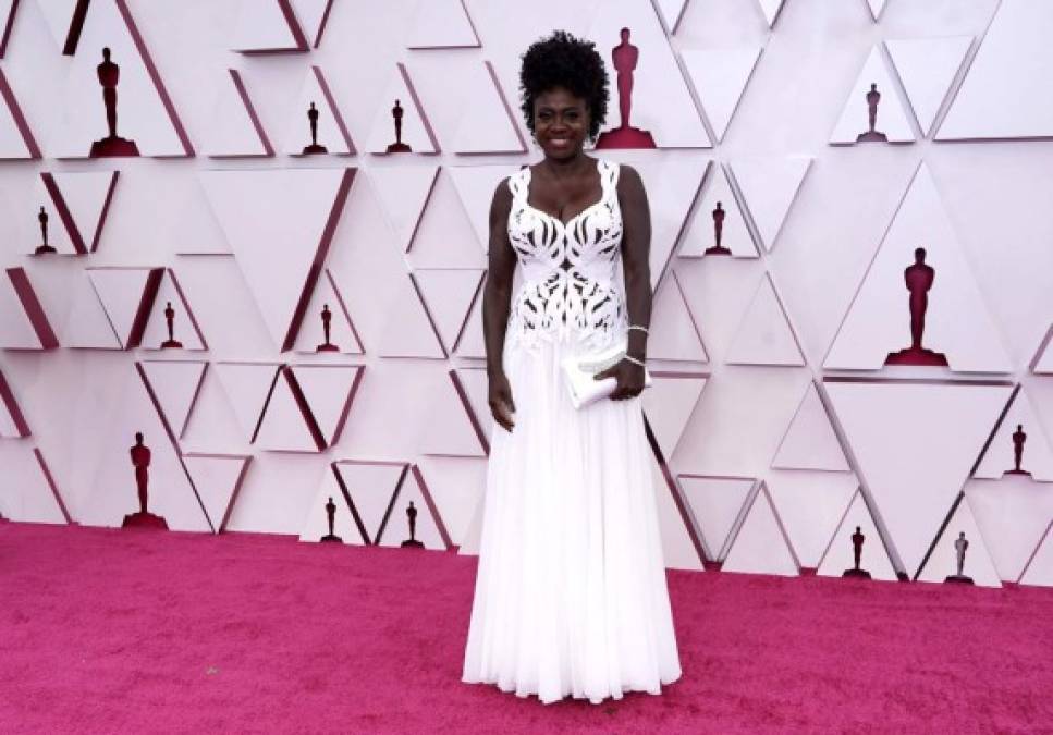 US actress Viola Davis, nominated for Actress in a Leading Role for 'Ma Rainey's Black Bottom', arrives at the Oscars on April 25, 2021, at Union Station in Los Angeles. (Photo by Chris Pizzello / POOL / AFP)