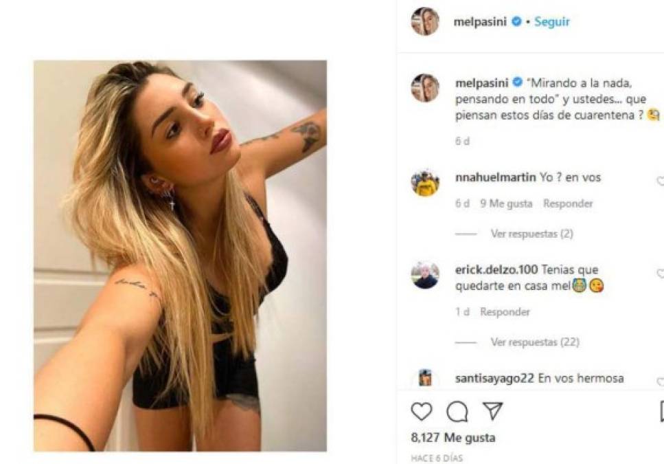 Melody y una de sus últimas fotos que publicó en su cuenta oficial de Instagram.