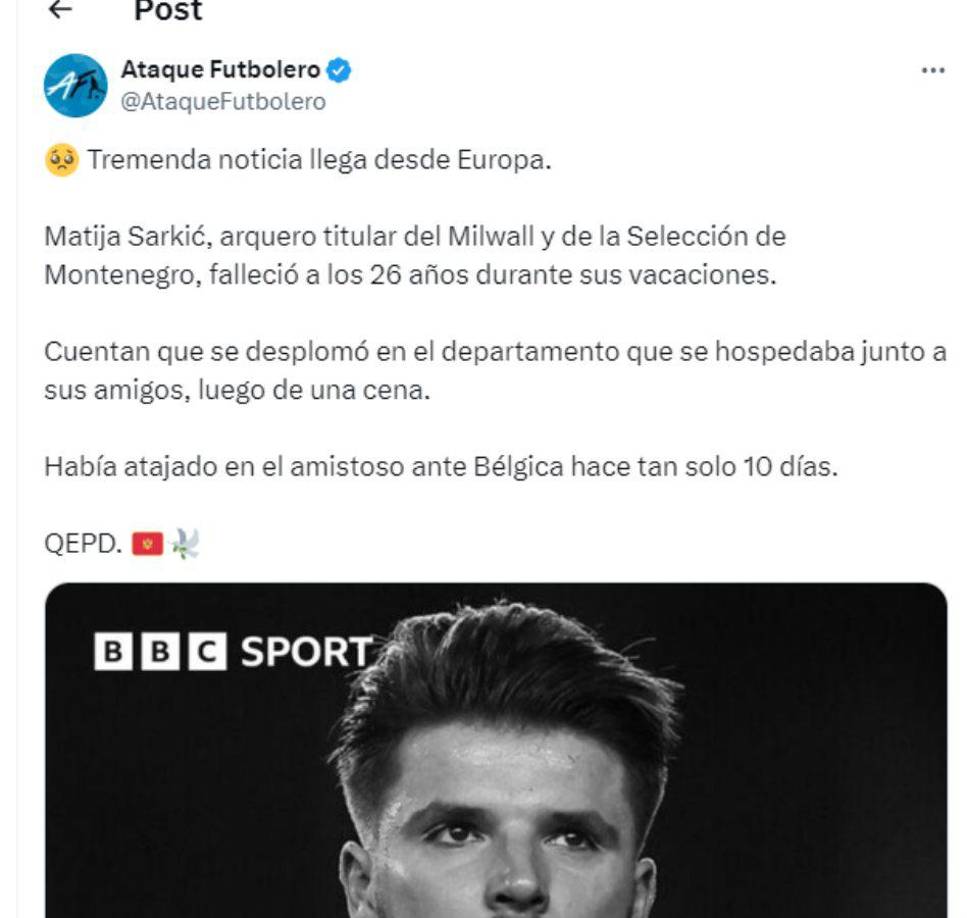 Diversos medios internacionales han lamentado la muerte del portero.