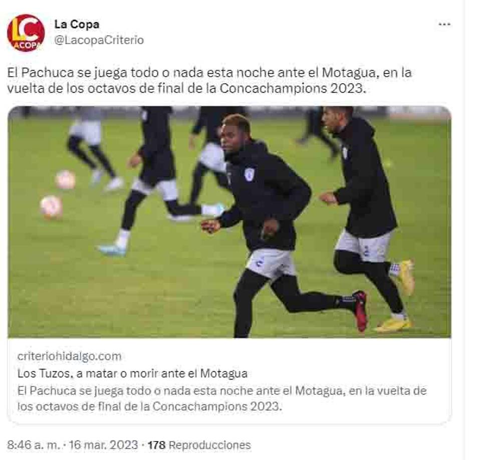 Criterio Hidalgo: “El Pachuca se juega todo o nada esta noche ante el Motagua, en la vuelta de los octavos de final de la Concachampions 2023.”